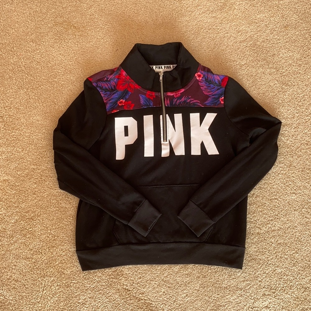 PINK Black Quarter-Zip Sweatshirt